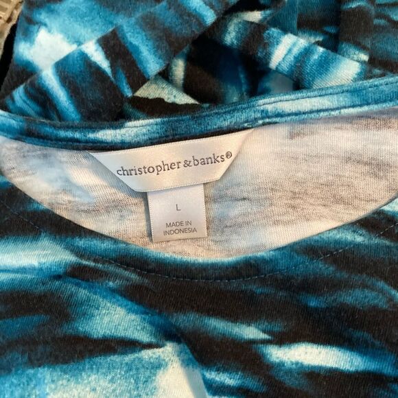 Christopher & Banks blue and black crew neck long sleeve t-shirt - Picture 2 of 5